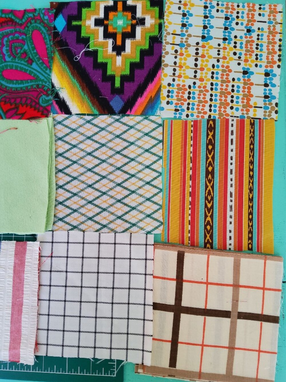 Assorted Antique Fabric Squares PrintsBundle, Quilting Charm Pack, Geometric Lot - Picture 2 of 7